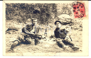 Fotografia d epoca originale 1915 WW1 VAUCLUSE F Picnic di soldati in libera uscita Fotografia FP 1