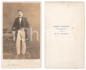 Fotografia d epoca originale 1870 ca TORINO Ritratto maschile  Foto Carlo DURONI CDV 1