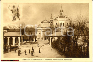 Cartolina originale da collezione 1925 Pianezza  Santuario S. Pancrazio Animata NV 1