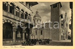 Cartolina originale da collezione 1930 ca COMO Via PLINIO e DUOMO Cartolina ANIMATA con automobili FP NV 1