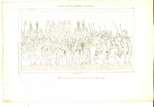 Stampa, bozzetto originale 1850 ca IMPERO ROMANO Allocuzione Colonna ANTONINA Stampa inc. ZULIANI 24x16 1