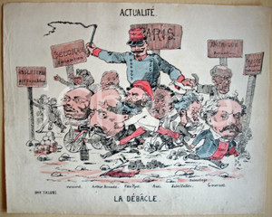 Stampa, bozzetto originale 1871 Caricatura LA DEBACLE FÃ©lix PYAT Arthur ARNOUD 1