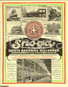 Materiale pubblicitario d’epoca 1923 ALESSANDRIA pubblicitÃ  SNOGA olii industriali 1