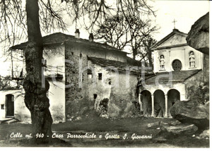 Cartolina originale da collezione 1950 ca CAPRIE TO Frazione CELLE Casa Parrocchiale e Grotte SAN GIOVANNI 1