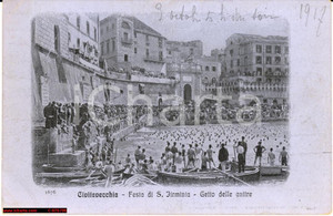 Cartolina originale da collezione 1917 Civitavecchia - Festa di S. Firminia *Animata 1