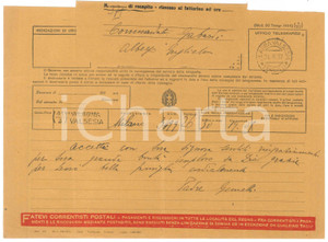 Documento originale, autentico 1937 MILANO Telegramma padre Agostino GEMELLI  Ringraziamenti 1