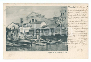 Cartolina originale da collezione 1901 VENEZIA Squero di S. Trovaso - Rara ANIMATA** 1