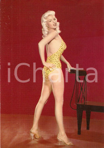 Cartolina originale da collezione 1955 ca CINEMA Actress Jayne MANSFIELD wears polka dot swimsuit Cartolina FG NV 1