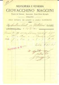 Documento originale, autentico 1906 PRATO Mesticheria e vetreria Giovacchino MAGGINI Fattura intestata 1