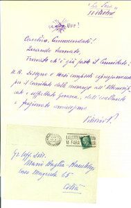 Manoscritto, lettera originale 1943 PARMA Quotidiano LA SERA Lettera goliardica a Mario BAGLIA BAMBERGI 1