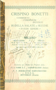 Materiale pubblicitario d’epoca 1940 ROTTERDAM (OLANDA) Crispino BONETTI Commercio budella *Catalogo DANNEGGIATO 1