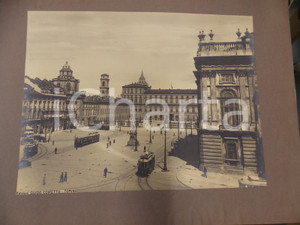 Fotografia d epoca originale 1940 ca TORINO Piazza CASTELLO ANIMATA con tram Foto ed. Guido COMETTO 1