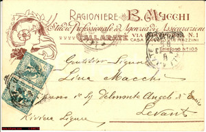 Manoscritto, lettera originale 1906 GALLARATE VA Rag. Enrico MACCHI Assicurazioni 1