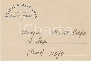 Cartolina originale da collezione 1900 ca LONATO DEL GARDA BS Scuola agraria SORELLE GIRELLI Cartolina FG NV 1