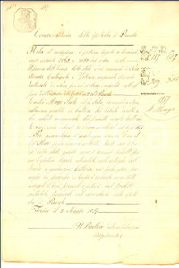 Documento originale, autentico 1857 NONE TO Iscrizione di garanzia per Paolo MAGO esattore comunale 1