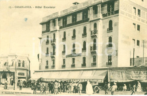 Cartolina originale da collezione 1925 CASABLANCA Marocchini scaricano bagagli all HOTEL EXCELSIOR Cartolina 1