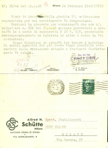 Cartolina originale da collezione 1940 MILANO WW2 Machine utensili ALFRED SCHUTTE Cartolina FG VG 1