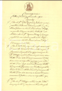 Documento originale, autentico 1905 CASTANO PRIMO MI Pietro ROGORINI concede uso fogna a Gemma MAZZA 1