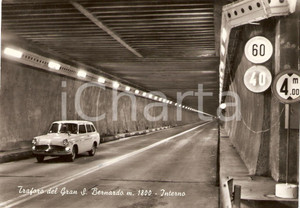 Cartolina originale da collezione 1950 ca SAINT REMY EN BOSSES Auto nel Traforo GRAN SAN BERNARDO Animata FG NV 1