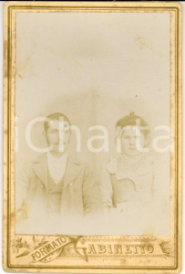 Fotografia d epoca originale 1890 ca STRADELLA Ritratto di una coppia di sposi  Foto A. GIULO 11x16 cm 1