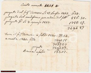 Documento originale, autentico 1843 TORINO Fittavolo CORNERO ripara giardino castello 1
