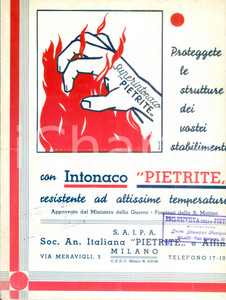 Materiale pubblicitario d’epoca 1940 ca MILANO Via Meravigli 9 DITTA SALPA Intonaco PIETRITE  Opuscolo 1