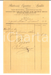 Documento originale, autentico 1920 SPOLETO PG Ditta BARTOZZINI ESPARTERO Targhe in ferro Fattura 1