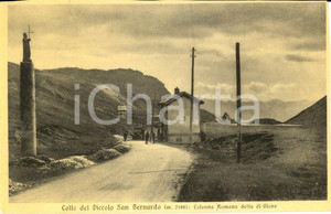 Cartolina originale da collezione 1936 ca PICCOLO SAN BERNARDO AO Colonna romana di GIOVE Cartolina ANIMATA VG 1