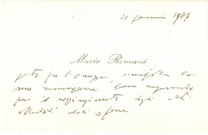 Autografo originale 1967 MILANO Biglietto da visita del prof. Mario ROMANI Autografo 1