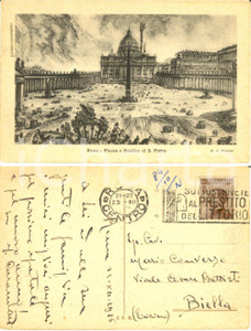 Autografo originale 1926 ROMA San Pietro Cartolina auguri NicolÃ² CARANDINI Autografa FP VG 1