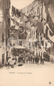 Cartolina originale da collezione 1920 ca GENOVA Truogoli di Santa Brigida - Bambini e panni stesi Cartolina FP NV 1