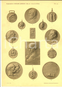 Stampa, bozzetto originale 1930 ca MILANO Ditta Stefano JOHNSON Medaglie militari Stampa 20x30 tav. 53 1