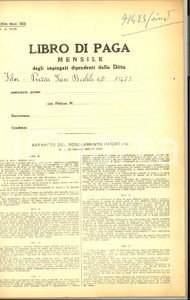 Documento originale, autentico 1958 MILANO Piazza SAN BABILA Libro paga AMORE FILM casa cinematografica 1