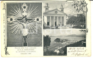 Cartolina originale da collezione 1903 SESTRI LEVANTE GE Feste centenarie del SS. CROCIFISSO Cartolina FP VG 1