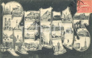 Cartolina originale da collezione 1907 REIMS (France) Vedutine della cittÃ  *Autografo Maurice DELEMME FP VG 1