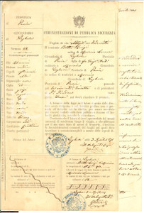 Documento originale, autentico 1871 MORNICO LOSANA Luigi BOTTA vagabondo arrestato 1