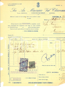 Documento originale, autentico 1934 CHIAVENNA SO Soc. An. Mineraria VAL CHIAVENNA Fattura intestata 1