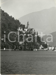 Fotografia d epoca originale 1960 ca MORCOTE CH LAGO LUGANO Chiesa MADONNA DEL SASSO e cimitero DANNEGGIATA 1