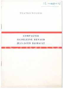 Materiale pubblicitario d’epoca 1958 MILANO TEATRO NUOVO Compagnia RENAUD BARRAULT Le misanthrope Pieghevole 1