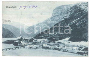 1909 CHIUSAFORTE (UD) Panorama del paese - Cartolina FP VG Cartolina d'epoca, viaggiata. FAIR/discreto Lievi smussature agli angoli, piegatura all'angolo superiore destro Formato: 13x9 cm originale e autentica 1