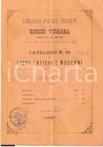 Oggetto da collezione cartaceo 1897 MILANO Via Sant Antonio 20 Catalogo della  Libreria PIETRO VERGANI raro 1