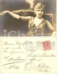 Autografo originale 1917 TORINO Ritratto di attrice VINTAGE *Cartolina a Celestino RAMPONE FP VG 1