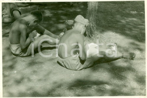 Fotografia d epoca originale 1936 ISTRIA Campeggio Alfred FASSEK Bambini scrivono alla mamma +FOTOGRAFIA 1
