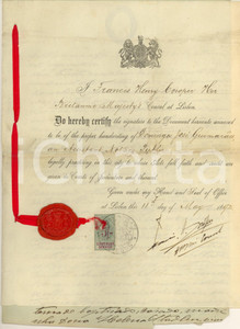 Documento originale, autentico 1892 LISBONA Certificato di nascita Cesar Frederico BENEVIDES STADLIN 1