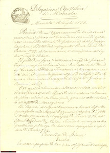 Documento originale, autentico 1856 CORNETO MACERATA Stima terreno Giuseppe Napoleoni 1