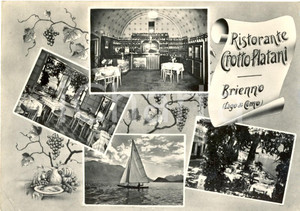 Cartolina originale da collezione 1957 BRIENNO CO Vedutine del RISTORANTE CROTTO PLATANI FG VG 1
