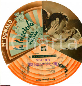 Materiale pubblicitario d’epoca 1937 La lucciola disco cinema pubblicitario con Jeanette MacDonald e Allan Jones 1