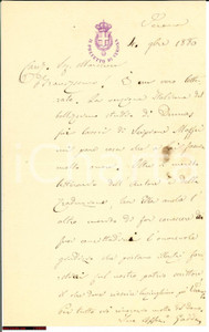 Autografo originale 1880 VERONA Giuseppe GADDA ad Alfonso ZENETTI Autografo 1