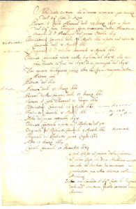 Documento originale, autentico 1700 ca ASTI Nota delle scritture da ricercare per servizio del conte di AZZANO 1