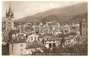 Cartolina originale da collezione 1943 SUSA (TO) Panorama con Campanile di SAN GIUSTO *Cartolina FP NV 1